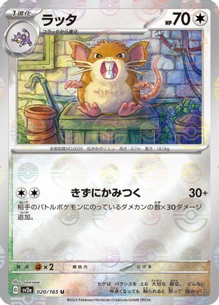 Raticate (Poke Ball Pattern) (020/165) - SV2a Pokemon Card 151 Holofoil