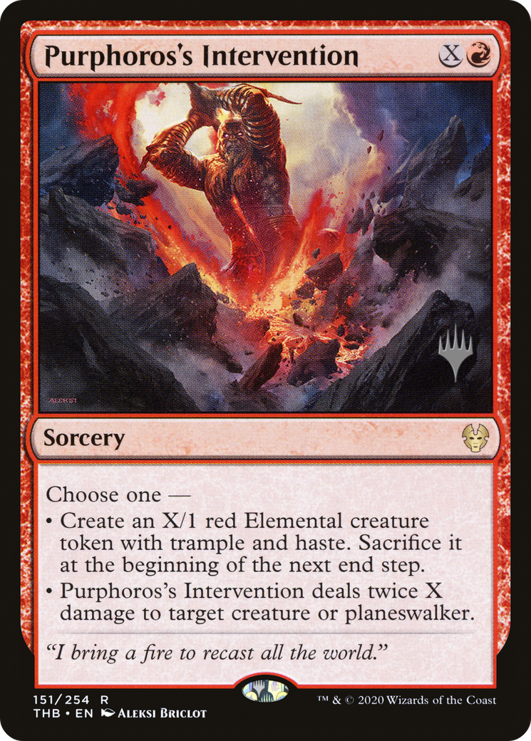 Purphoros's Intervention (PPTHB-151P) [Promo Pack: Theros Beyond Death Promos] Foil
