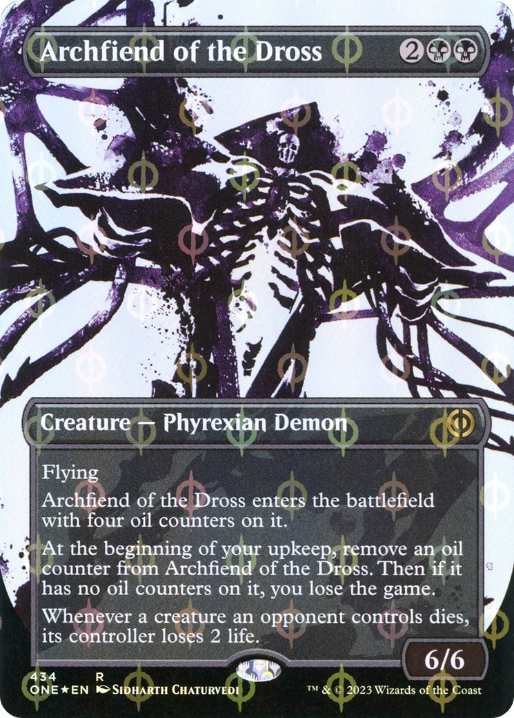 Archfiend of the Dross (Showcase) (Step-and-Compleat Foil) (ONE-434) (Borderless) [Phyrexia: All Will Be One] Foil