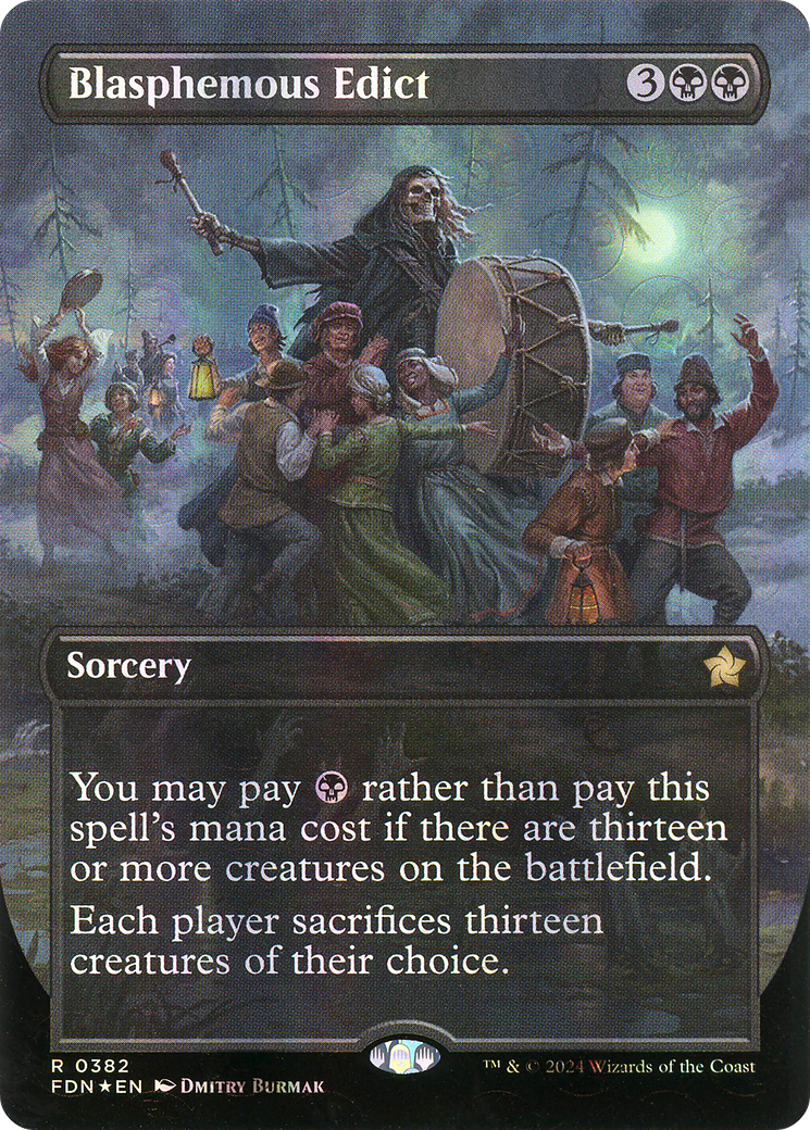 Blasphemous Edict (Borderless) (Mana Foil) (FDN-382) [Foundations] Foil