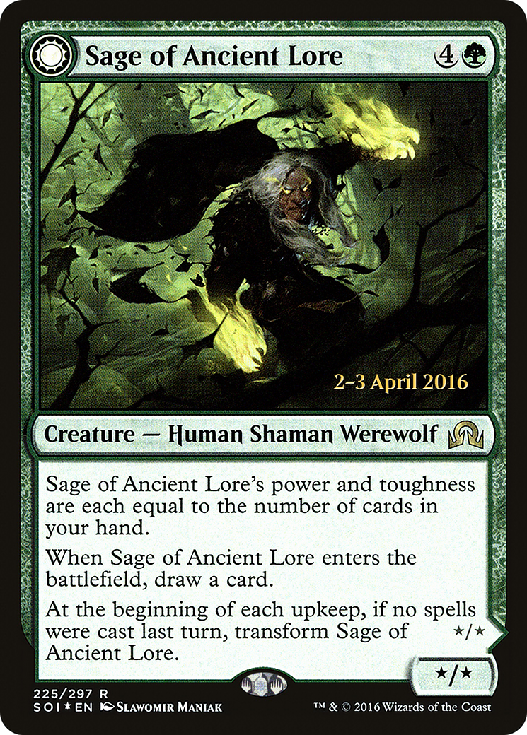 Sage of Ancient Lore (PRE-225S) [Shadows over Innistrad Promos] Foil