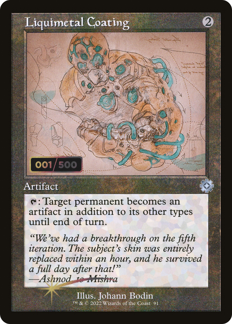 Liquimetal Coating (Schematic) (Serial Numbered) (BRR-091) [The Brothers' War Retro Artifacts] Foil