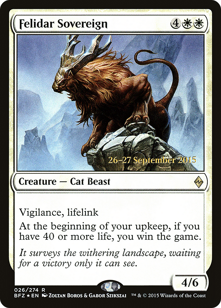 Felidar Sovereign (PRE-26S) [Battle for Zendikar Promos] Foil