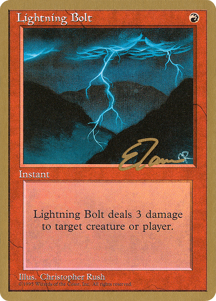 Lightning Bolt - 1996 Eric Tam (4ED) [Pro Tour Collector Set]