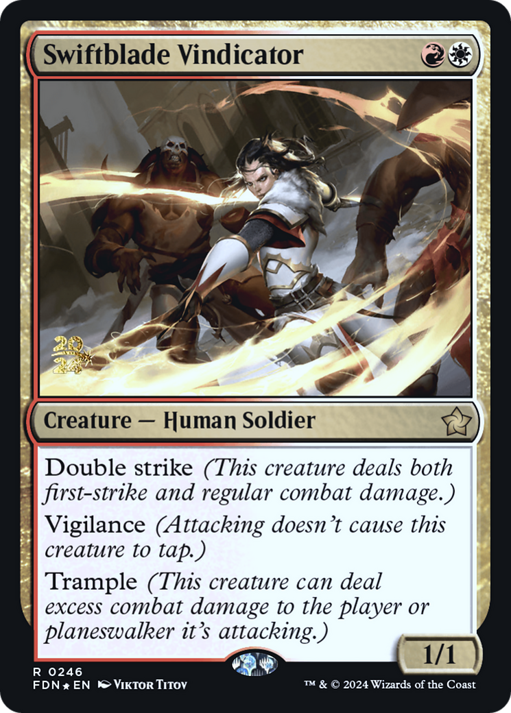 Swiftblade Vindicator (FDN) (PRE-246) [Foundations Promos] Foil