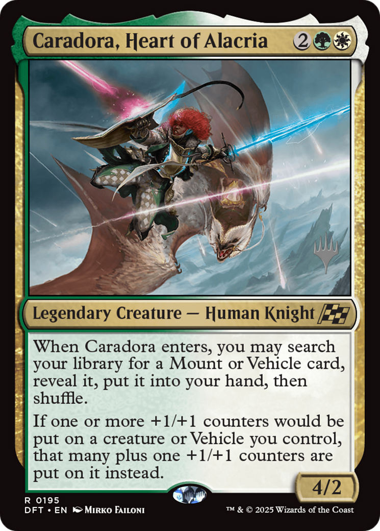 Caradora, Heart of Alacria (PPDFT-195) [Promo Pack: Aetherdrift] Foil