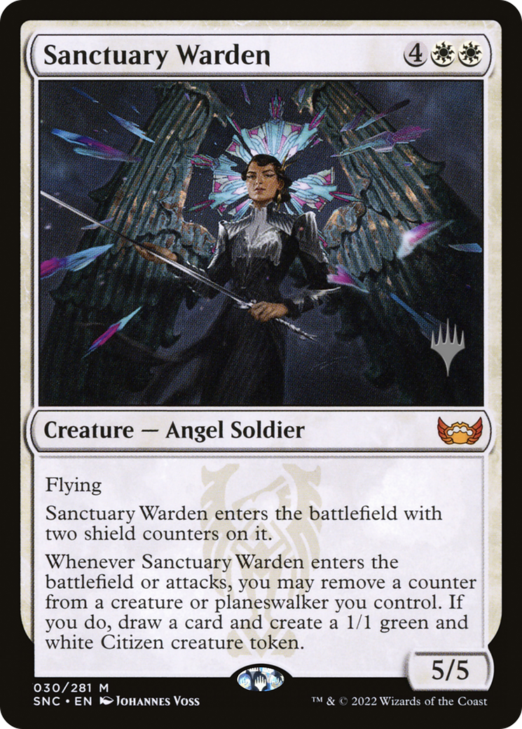 Sanctuary Warden (PPSNC-030) [Promo Pack: Streets of New Capenna Promos] Foil