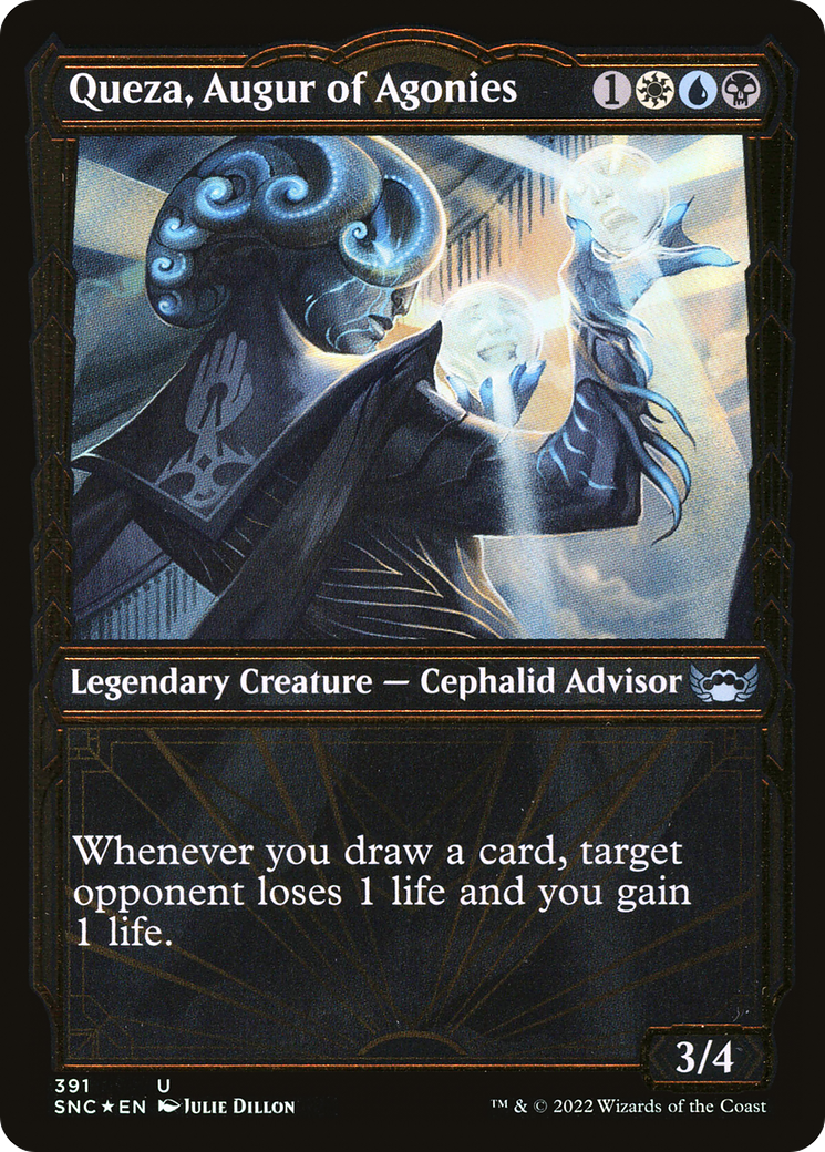 Queza, Augur of Agonies (Gilded Foil) (SNC-391) (Showcase) [Streets of New Capenna] Foil