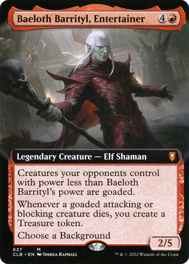 Baeloth Barrityl, Entertainer (Extended Art) (CLB-627) [Commander Legends: Battle for Baldur's Gate] Foil