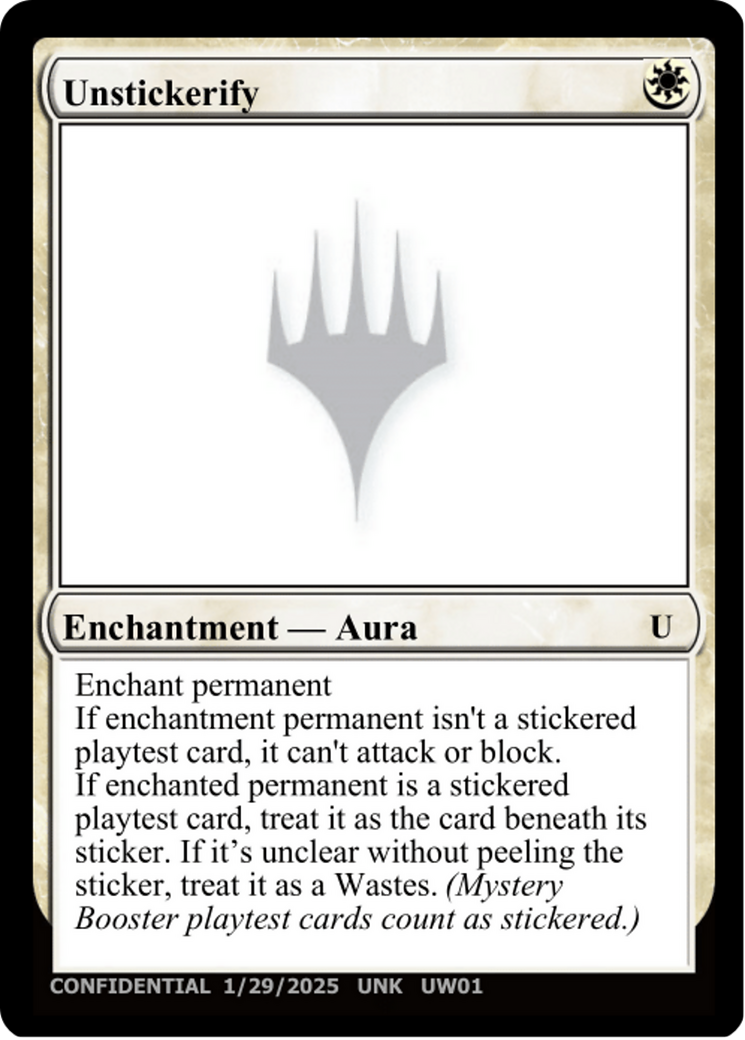 Unstickerify [Un-Known Event Playtest Cards]