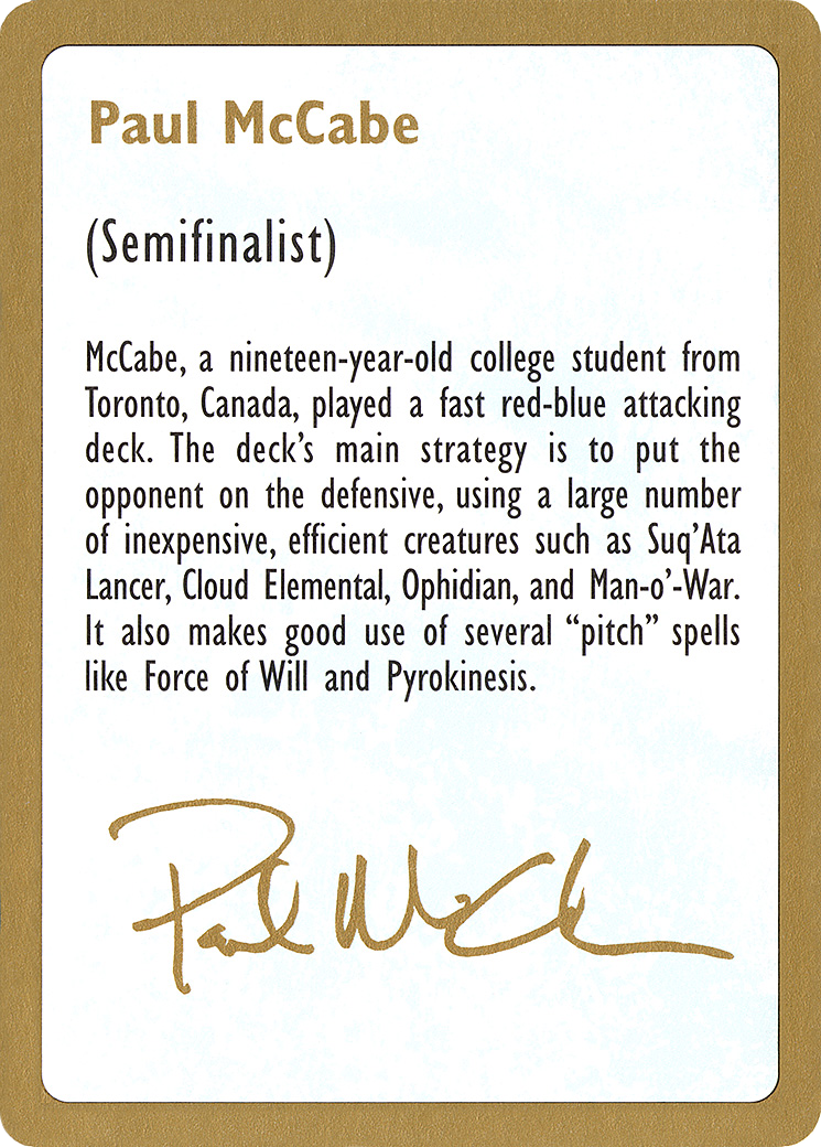 1997 Paul McCabe Biography Card [World Championship Decks 1997]