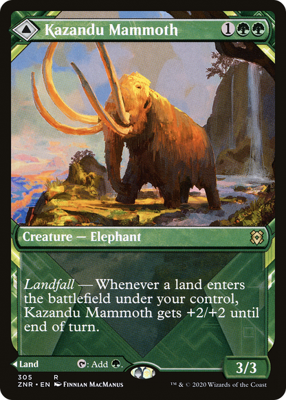 Kazandu Mammoth (Showcase) (ZNR-305) [Zendikar Rising] Foil