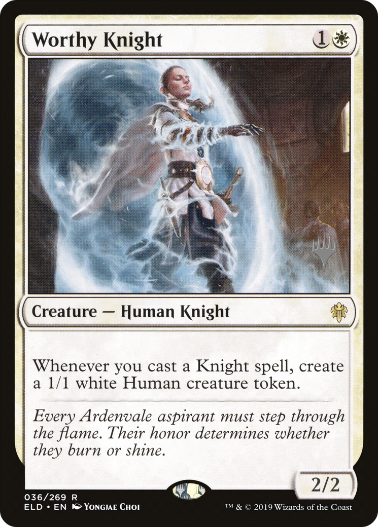 Worthy Knight (PPELD-036) [Promo Pack: Throne of Eldraine Promos] Foil