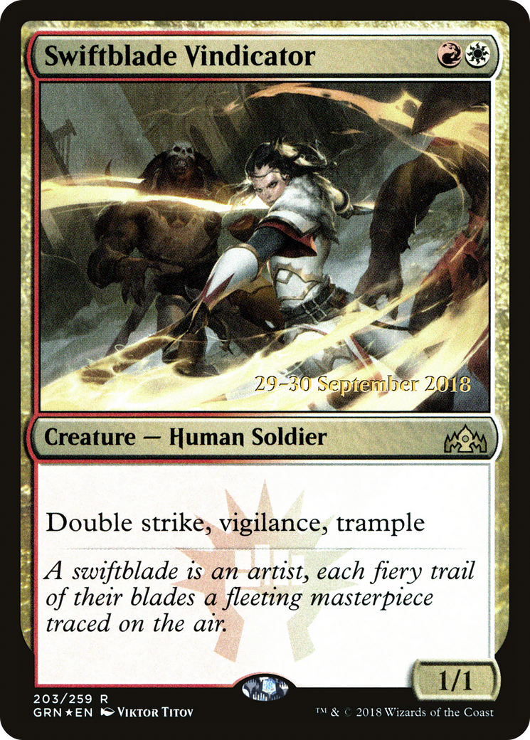 Swiftblade Vindicator (PRE-203S) [Guilds of Ravnica Promos] Foil