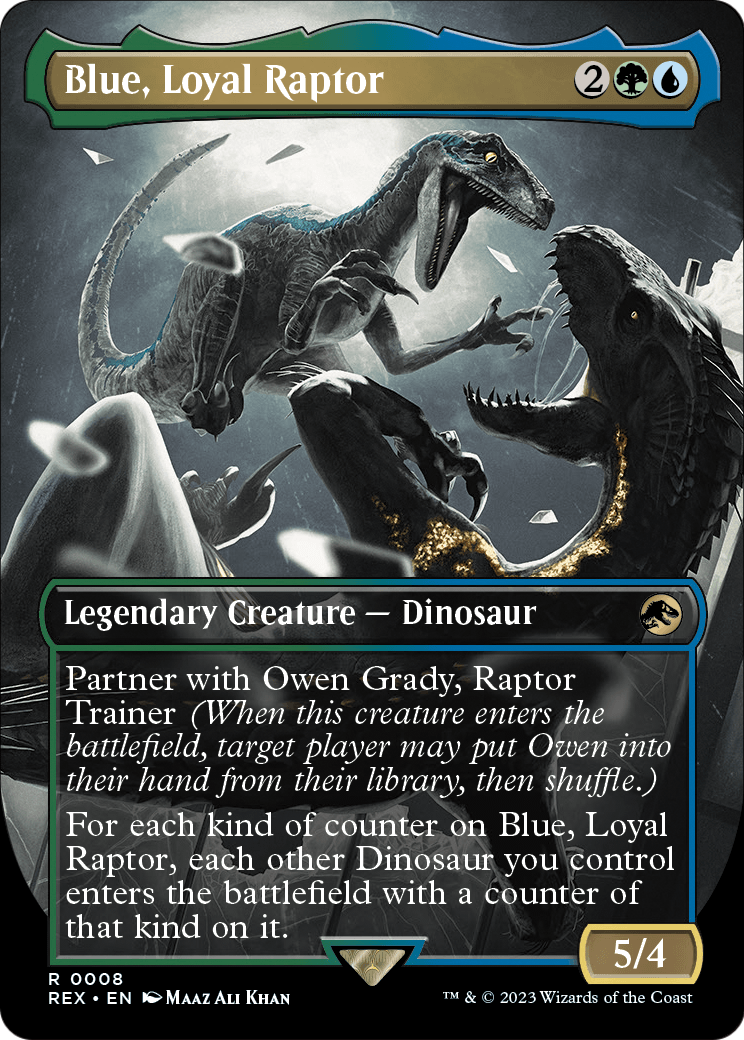 Blue, Loyal Raptor (Borderless) (REX-008) [Jurassic World Collection] Foil