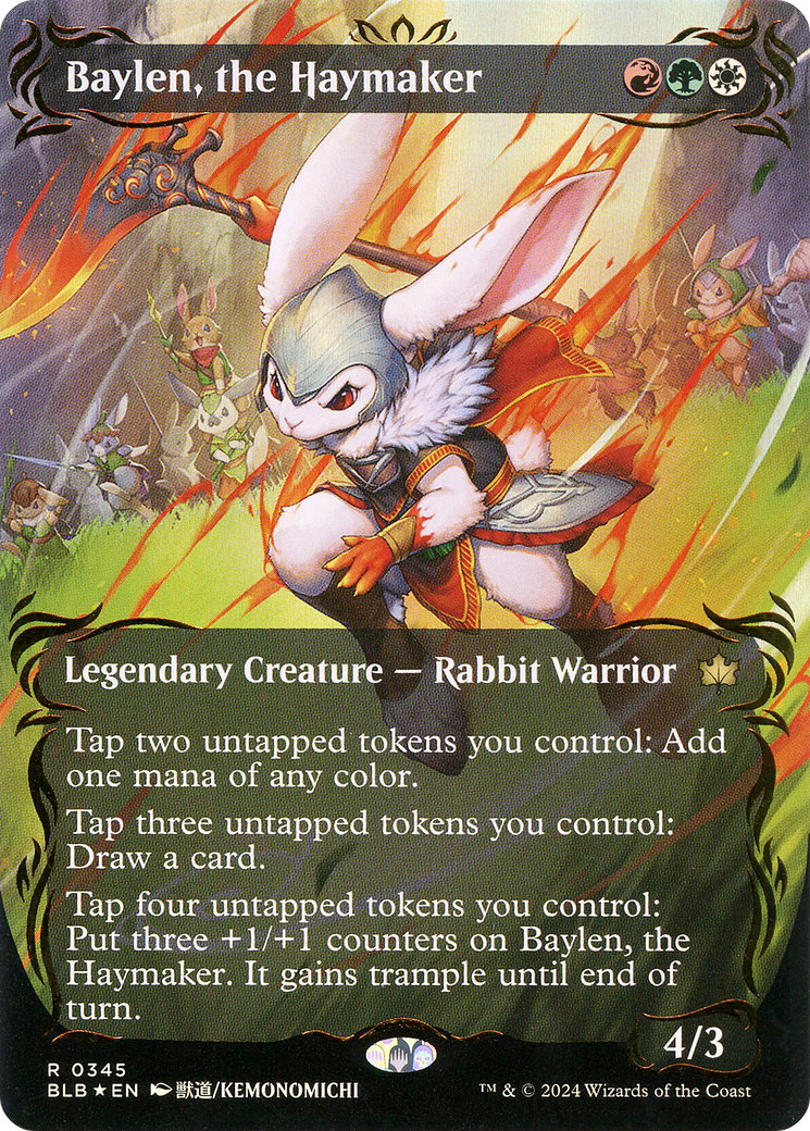 Baylen, the Haymaker (Borderless) (Raised Foil) (BLB-345) (Showcase) [Bloomburrow] Foil