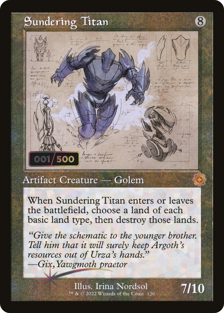 Sundering Titan (Schematic) (Serial Numbered) (BRR-120) [The Brothers' War Retro Artifacts] Foil