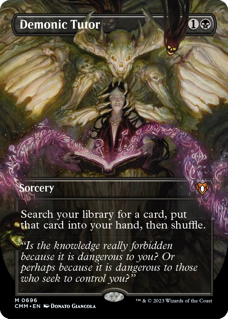 Demonic Tutor (Borderless) (CMM-696) [Commander Masters] Foil