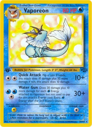 Vaporeon (028/64) [Jungle] 1st Edition - Rare