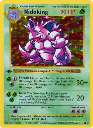 Nidoking (11/102) [Base Set Shadowless] 1st Edition Holofoil - Holo Rare