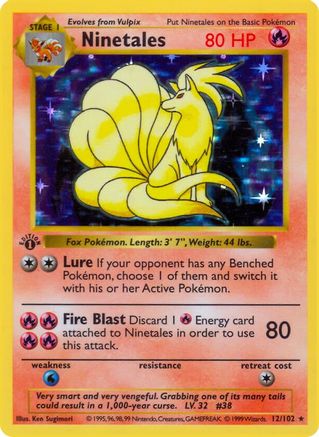 Ninetales (12/102) [Base Set Shadowless] 1st Edition Holofoil - Holo Rare