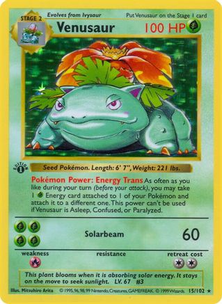 Venusaur (15/102) [Base Set Shadowless] 1st Edition Holofoil - Holo Rare