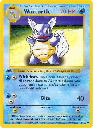 Wartortle (042) [Base Set Shadowless] 1st Edition - Uncommon