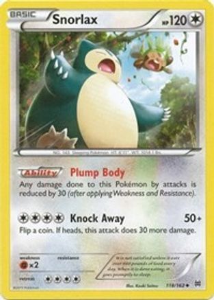 Snorlax (118/162) [XY  BREAKthrough] Reverse Holofoil - Uncommon