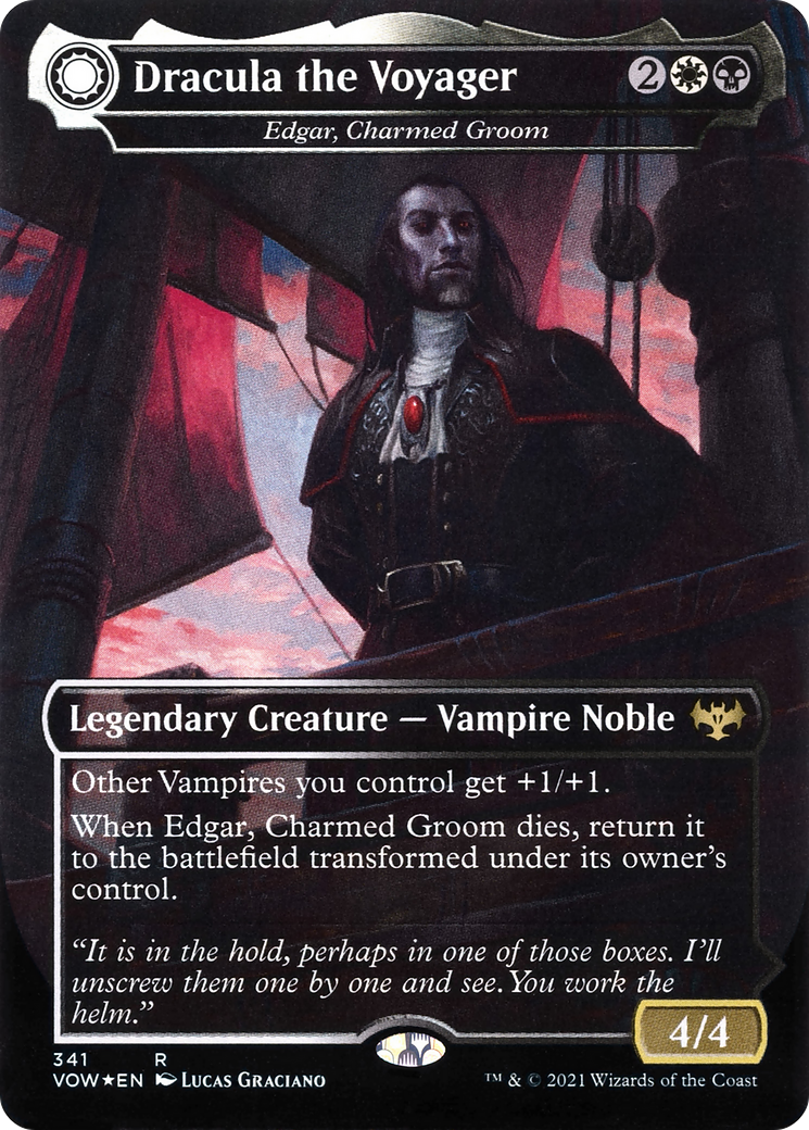Dracula the Voyager - Edgar, Charmed Groom (VOW-341) (Borderless) [Innistrad: Crimson Vow] Foil