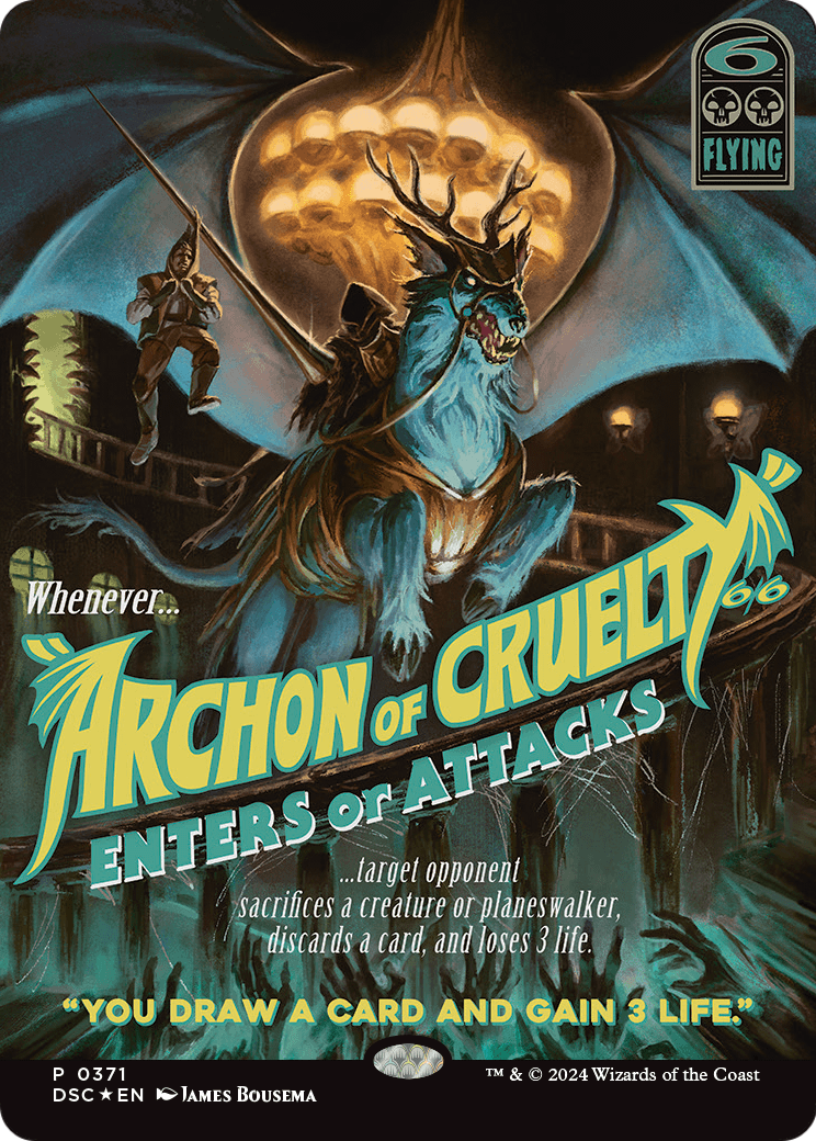Archon of Cruelty (Showcase) (DSC-371) (Borderless) [Duskmourn: House of Horror Commander] Foil