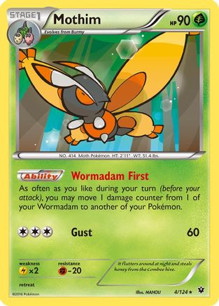 Mothim (4/124) [XY  Fates Collide] Reverse Holofoil - Rare
