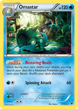 Omastar (018/124) [XY  Fates Collide] Reverse Holofoil - Rare