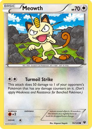 Meowth (074/124) [XY  Fates Collide] Reverse Holofoil - Common
