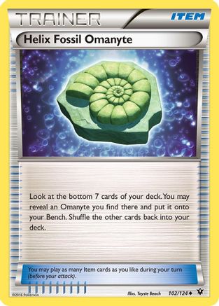 Helix Fossil Omanyte (102/124) [XY  Fates Collide] Reverse Holofoil - Uncommon