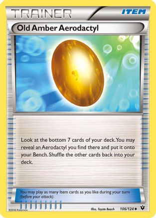 Old Amber Aerodactyl (106/124) [XY  Fates Collide] Reverse Holofoil - Uncommon