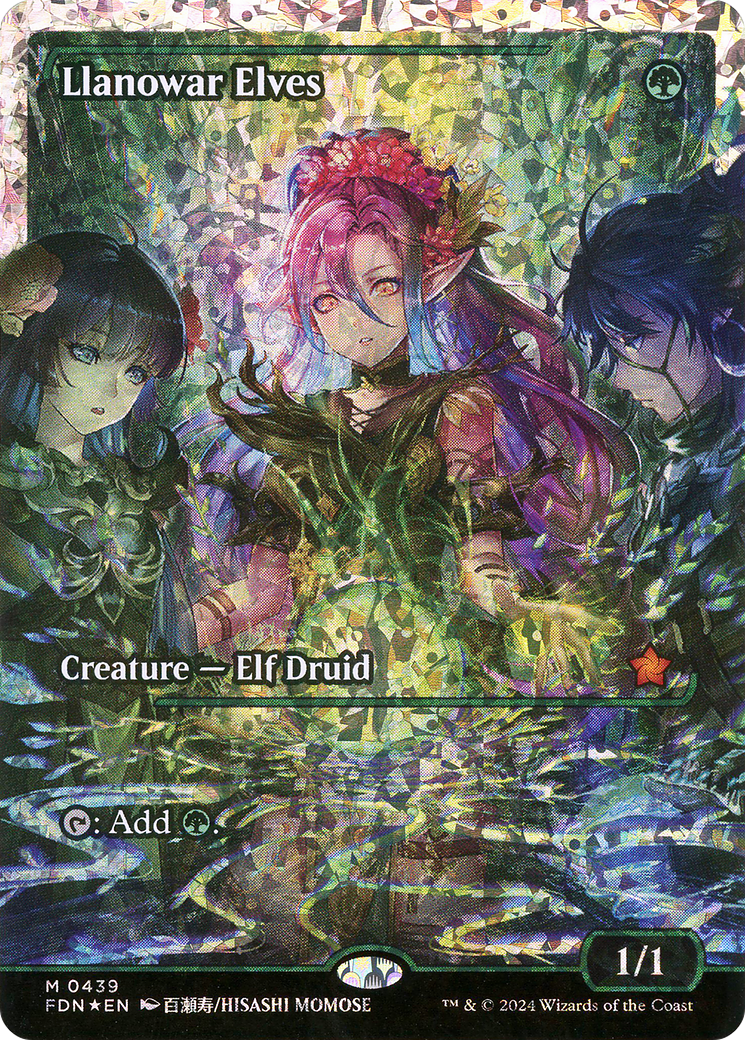 Llanowar Elves (Showcase) (Fracture Foil) (FDN-439) [Foundations] Foil