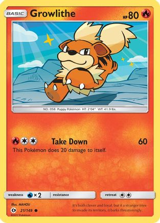 Growlithe (021/149) [SM Base Set] Reverse Holofoil - Common