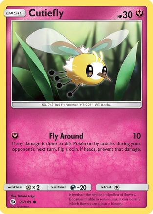 Cutiefly (092/149) [SM Base Set] Reverse Holofoil - Common