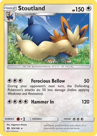 Stoutland (105/149) [SM Base Set] Reverse Holofoil - Rare