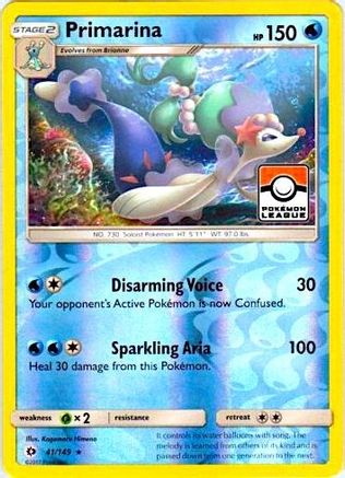 Primarina (Pokemon League) (041/149) [League & Championship Cards] Reverse Holofoil - Promo