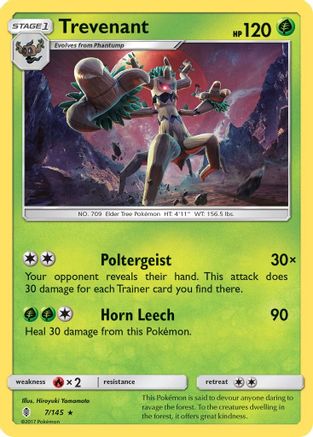 Trevenant (7/145) [SM  Guardians Rising] Reverse Holofoil - Rare