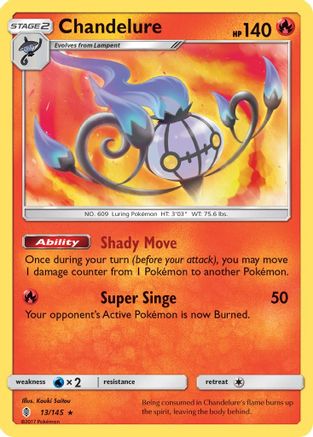 Chandelure (013/145) [SM  Guardians Rising] Reverse Holofoil - Holo Rare