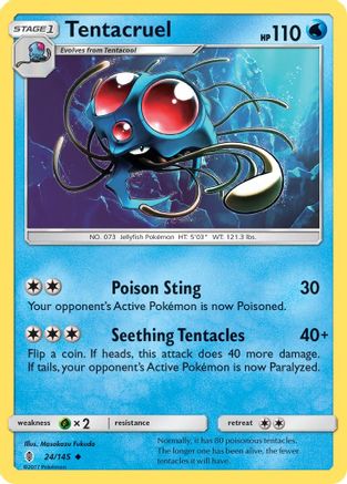 Tentacruel (24/145) [SM  Guardians Rising] Reverse Holofoil - Uncommon
