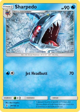 Sharpedo (028/145) [SM  Guardians Rising] Reverse Holofoil - Rare