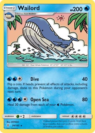 Wailord (030/145) [SM  Guardians Rising] Reverse Holofoil - Rare