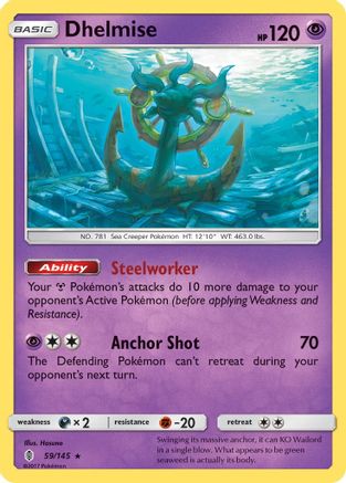 Dhelmise (059/145) [SM  Guardians Rising] Reverse Holofoil - Holo Rare