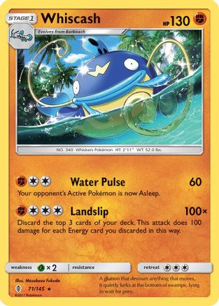 Whiscash (71/145) [SM  Guardians Rising] Reverse Holofoil - Rare