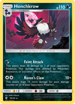 Honchkrow (079/145) [SM  Guardians Rising] Reverse Holofoil - Rare