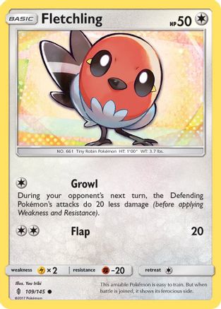 Fletchling (109/145) [SM  Guardians Rising] Reverse Holofoil - Common