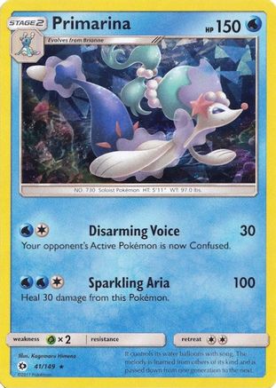 Primarina (Cracked Ice Holo) (041/149) [Deck Exclusives] Holofoil - Holo Rare
